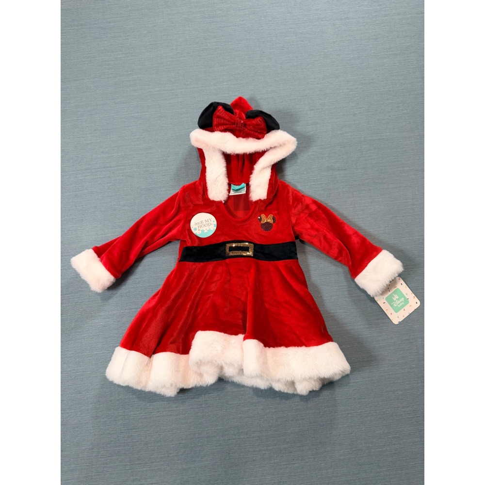 Disney Minnie Mouse Santa Dress Baby Girl 6-9M Red New Holiday Costume